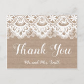 Jute en Kant Trouw Dankkaartjes Rustiek Briefkaart (Voorkant)