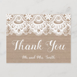 Jute en Kant Trouw Dankkaartjes Rustiek Briefkaart