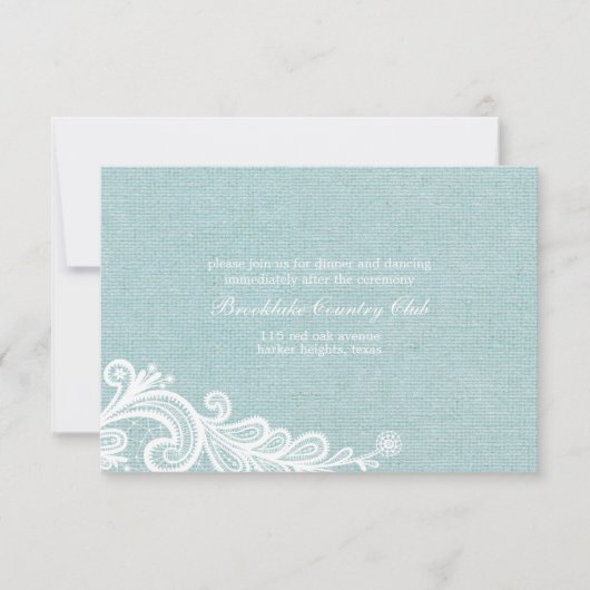 Jute en Kant Trouwreceptiekaart Kaart (Voorkant)