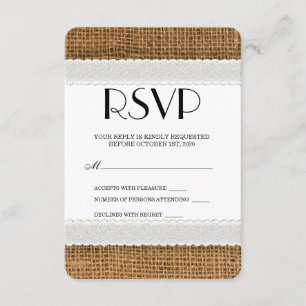 Jute en Lace RSVP-kaarten RSVP Kaartje
