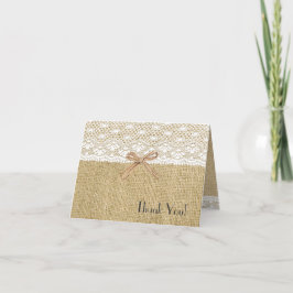 Jute en Witte Kant Baby Shower Bedankt