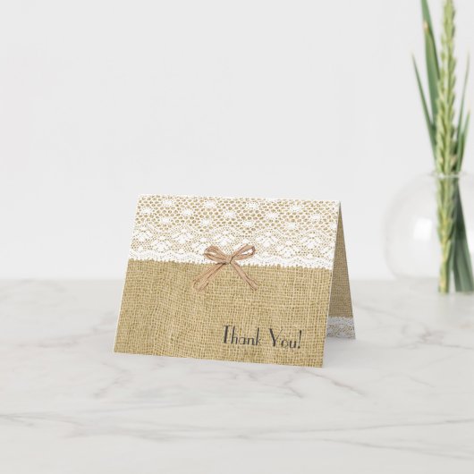 Jute en Witte Kant Baby Shower Bedankt (Voorkant)