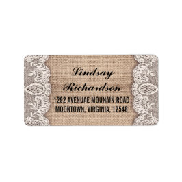  jute en witte kanten adresetiketten etiket