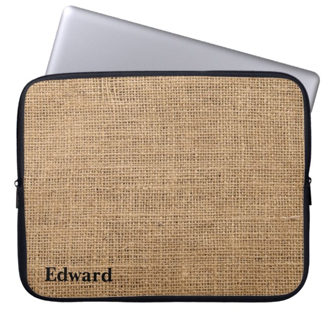 Jute Fabric Laptop Sleeve (Voorkant)