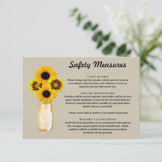 Jute Geel Bloemendecor in Metselwerkpot Veiligheid Informatiekaartje (Staand voorkant)