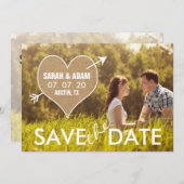 Jute Hart | Rustieke Save the Date Aankondiging (Voorkant / Achterkant)