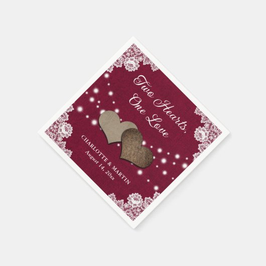 Jute Harten Kant Roestbruine Trouwservetten Servet (Hoek)