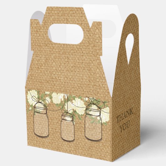 jute ivoor rozen mason jar bruiloft gunst doos bedankdoosjes (Geopend)