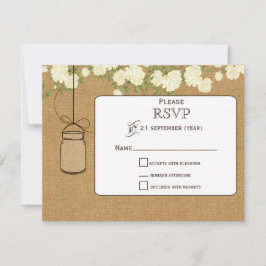 jute ivoor rozen metselaar potten bruiloft RSVP Kaartje