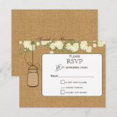 jute ivoor rozen metselaar potten bruiloft RSVP Kaartje (Voorkant / Achterkant)