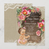 Jute Kant Baby Borrelkaartjes Kaart (Voorkant / Achterkant)