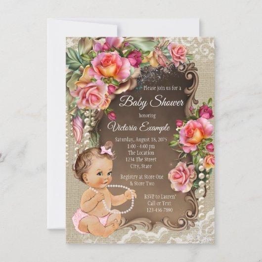 Jute Kant Baby Borrelkaartjes Kaart (Voorkant)