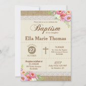 Jute Kant Bloem Doop Dopen Rustieke Meisje Kaart (Voorkant)