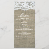 Jute & Kant Eenvoudige Landelijke Elegante Trouwme Menu (Voorkant)