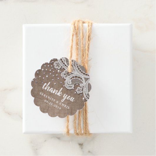 jute kant glitter rustieke bruiloft dank u bedankjes labels (In situ)