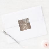 jute kant glitter rustieke bruiloft dank u vierkante sticker (Envelop)