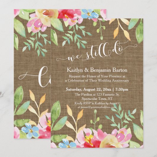 Jute kant lichtsnoeren wij doen nog jubileum kaart (Voorkant / Achterkant)