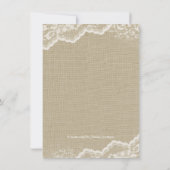 Jute Kant Parel Prinses Baby Shower Rustiek Kaart (Achterkant)