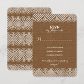Jute Kant Rustieke Huwelijks RSVP-kaarten Kaart (Voorkant / Achterkant)