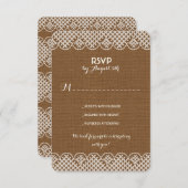 Jute kant rustieke trouw-RSVP-kaarten Kaart (Voorkant / Achterkant)