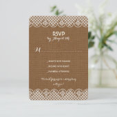 Jute kant rustieke trouw-RSVP-kaarten Kaart (Staand voorkant)