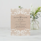 Jute & Kant Save The Date Kaart (Staand voorkant)