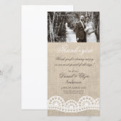 Jute & Kant Trouw Dank Je Foto Kaart (Voorkant / Achterkant)