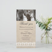 Jute & Kant Trouw Dank Je Foto Kaart (Staand voorkant)