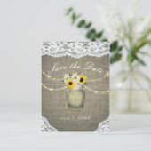 Jute Kant Zonnebloemen Madeliefjes Mason Bewaar de Aankondigingskaart (Staand voorkant)