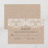 Jute & Kanten RSVP Kaart (Voorkant / Achterkant)