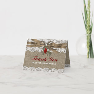 Jute & Kanten Vintage Kerstkaart Bedankt