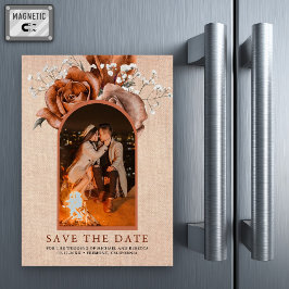 Jute Klei Aardenwerk Trouwfoto Save the Date Magnetische Uitnodiging