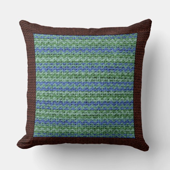 Jute Kleur Chevron Modern Bruine Rand #20 Kussen (Voorkant)