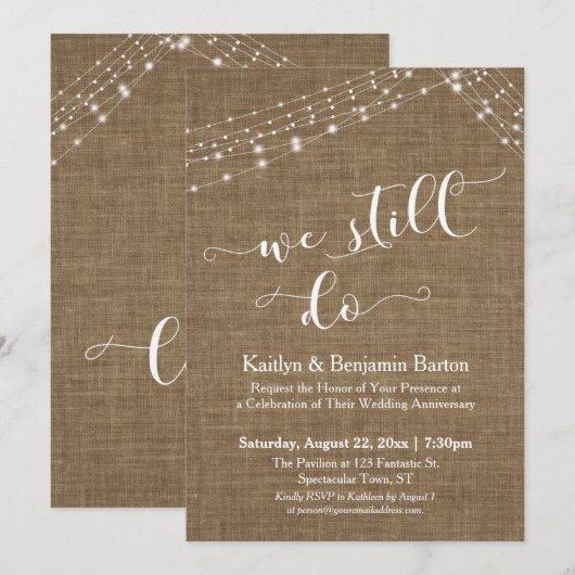 Jute Lichtslingers We Still Do Jubileum Kaart (Voorkant / Achterkant)
