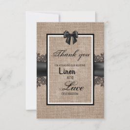 Jute, linnen en kant ceremonie bedankkaart