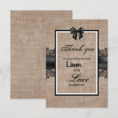 Jute, linnen en kant ceremonie bedankkaart (Voorkant / Achterkant)