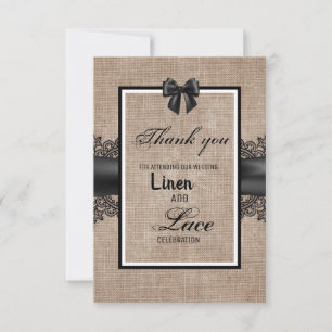 Jute, linnen en kant ceremonie bedankkaart