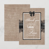 Jute, linnen en kanten trouwceremonie bedankt (Voorkant / Achterkant)