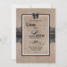 Jute, linnen en kanten trouwceremonie uitnodiging