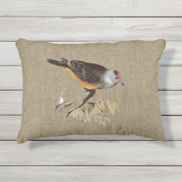 Jute met vogel patio buitenkussen