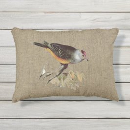 Jute met vogel patio buitenkussen
