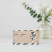 Jute Metaal Microfoon Voice Over Artiest Visitekaartje (Staand voorkant)
