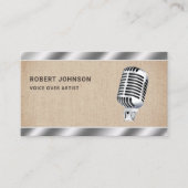 Jute Metaal Microfoon Voice Over Artiest Visitekaartje (Voorkant)