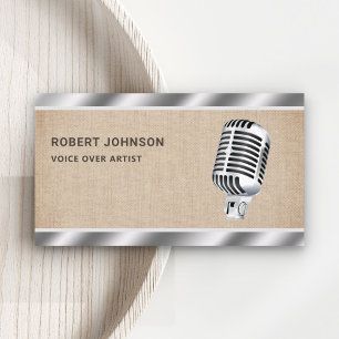 Jute Metaal Microfoon Voice Over Artiest Visitekaartje