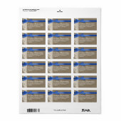 jute ontwerp wit kant blauw lint adressaten etiket (Full Sheet)