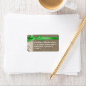 jute ontwerp wit kant groen boog adres label (Insitu)