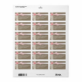 jute ontwerp wit kant roze strik adreslabel etiket (Full Sheet)