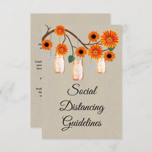 Jute Oranje Bloemstuk in Metselaars Pot Veiligheid Informatiekaartje (Voorkant / Achterkant)