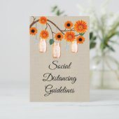 Jute Oranje Bloemstuk in Metselwerkpot Veiligheids Informatiekaartje (Staand voorkant)