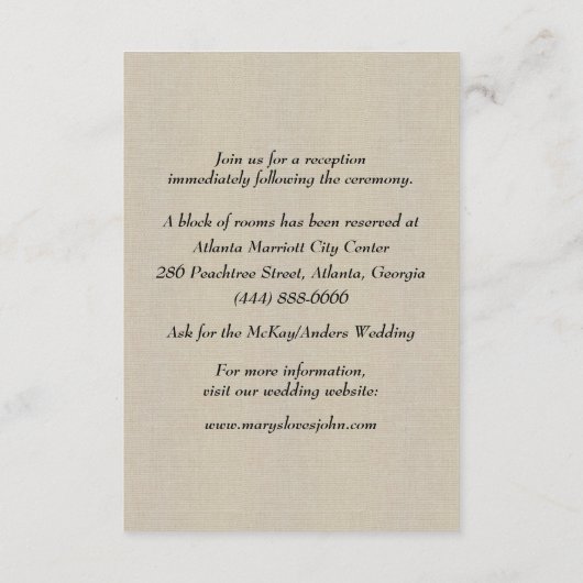 Jute Oranje Bloemstuk Mason Potten Trouwdetails Informatiekaartje (Achterkant)